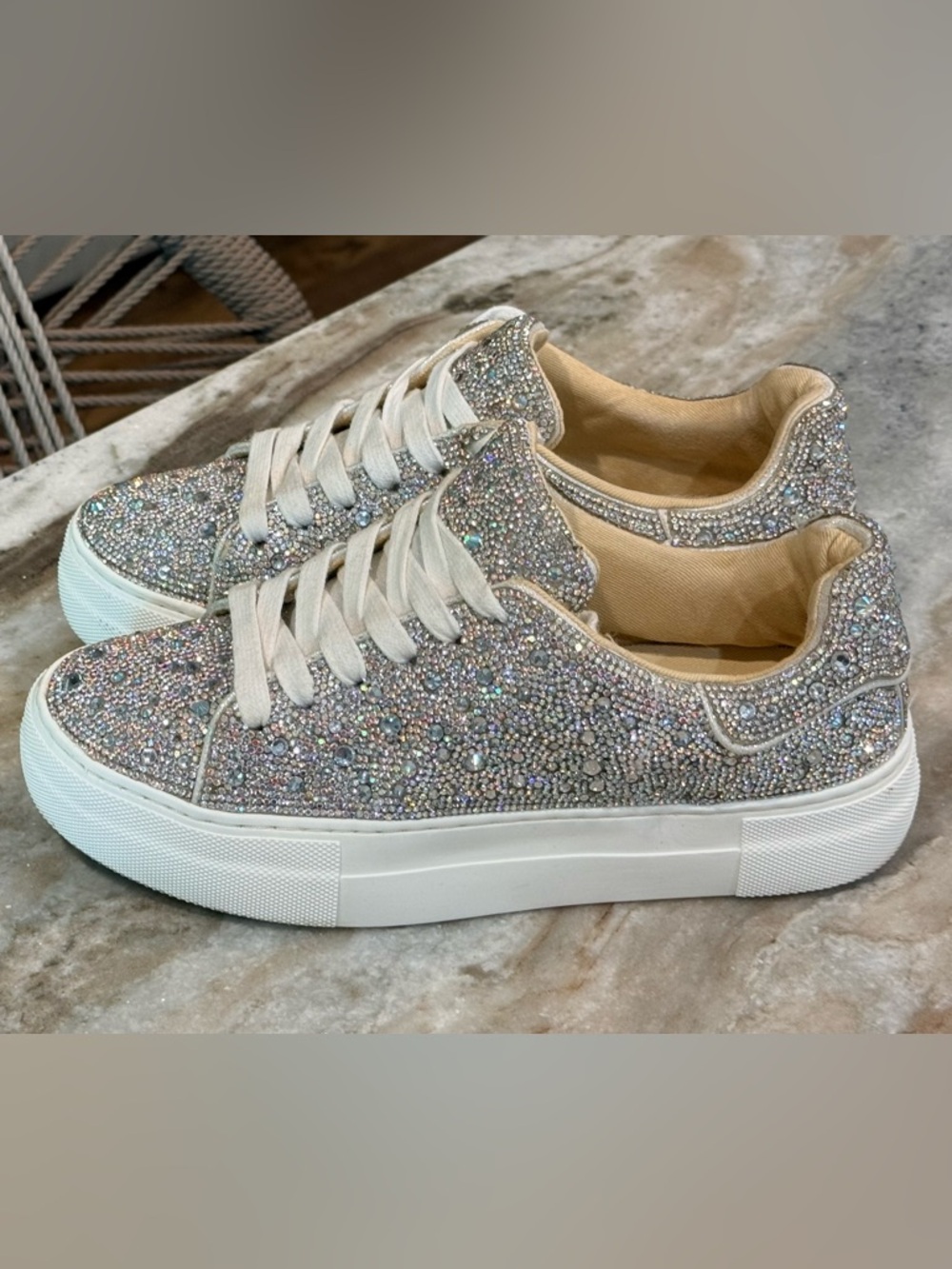 Women’s BETSEY JOHNSON Sidny rhinestone platform sneakers- Size 6. - Picture 3 of 10